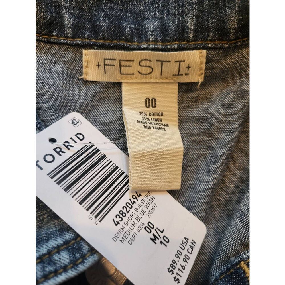 NWT Torrid Festi Romper Women's Large Blue Denim Boiler Suit Shorts Button Down - Picture 4 of 4